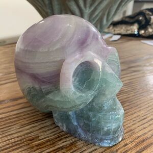 Crystal Skull Sculpture. Large flourite skull carving
